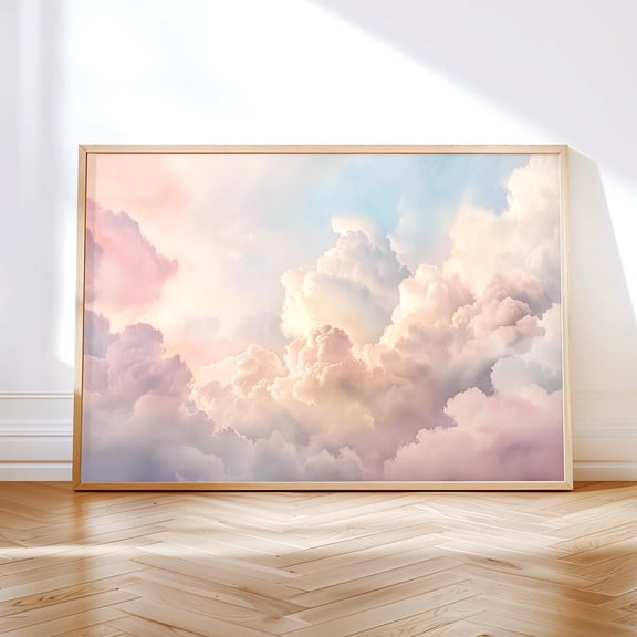 Pastel Clouds Dreamy Sky Wall Art Print, Unframed Paper Poster 16x20in