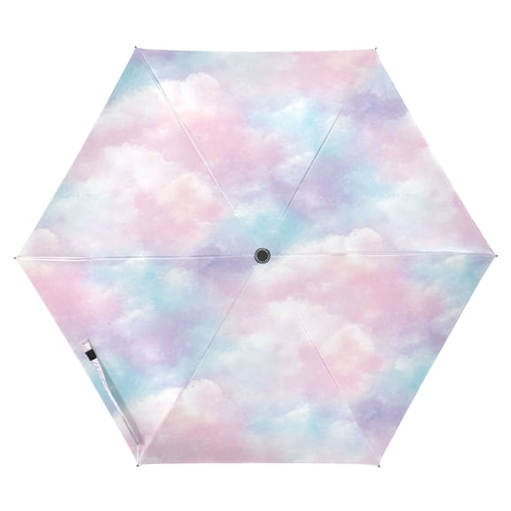 Pastel Clouds Folding Umbrella UV50+ Waterproof Sun Protection Auto Open Close Compact Fiberglass Frame