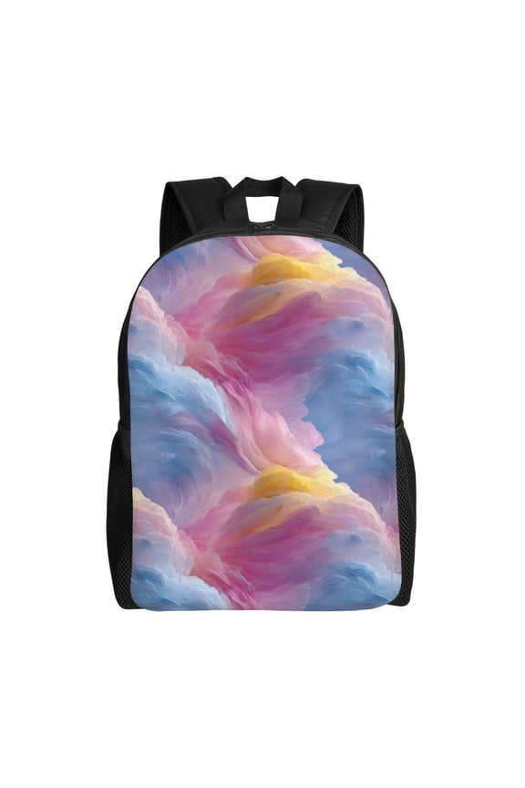 Pastel Clouds Scene Backpack with 15 Inch Laptop Compartment,Water-Resistant Daypack, Large Capacity Backpack with Adjustable Breathable Shoulder Straps for Daily Use Travel Gym