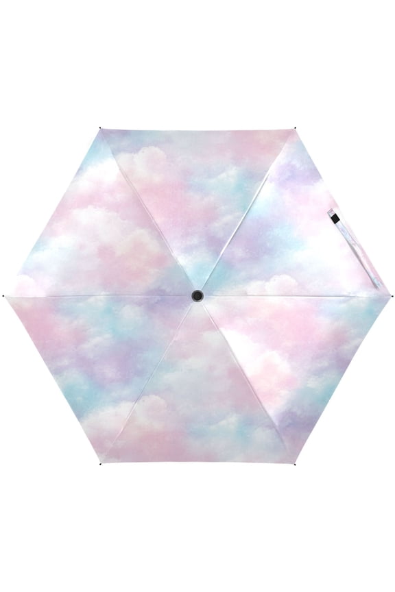 Pastel Clouds Umbrellas for Sun Auto Open Close UV50+ Waterproof 5-Fold Compact Fiberglass Frame