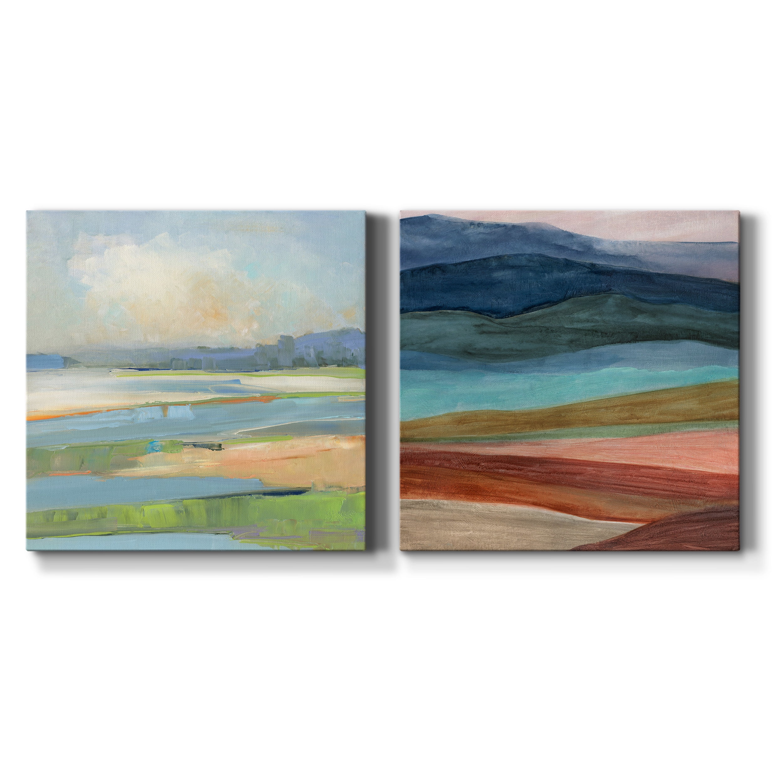 Pastel Coast - Premium Gallery Wrapped Canvas - Ready to Hang Set of 2 - 16 x 16 Each