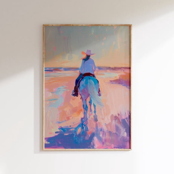 Pastel Coastal Cowgirl Print, Pink Western Dorm Decor, Summer Poster, Beach House Decor, Preppy Room Wall Art, Modern Wall Decor, 16x24 UNFRAMED