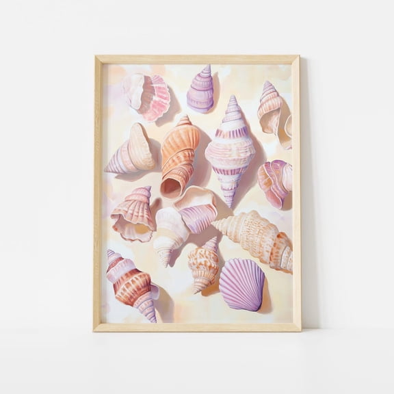 Pastel Coastal Seashell Collection, Ocean Nature Summer Nautical Wall Art Print