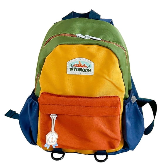 Pastel Color Block Lightweight Foldable Backpack, Multi Pocket 3 Sizes Bag with Padded Breathable Straps and Double Smooth Zippers for School Daily Travel