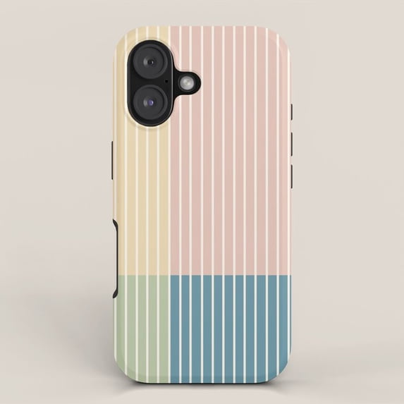 Pastel Color Block and White Pinstripe Tough Case for Apple iPhone ...