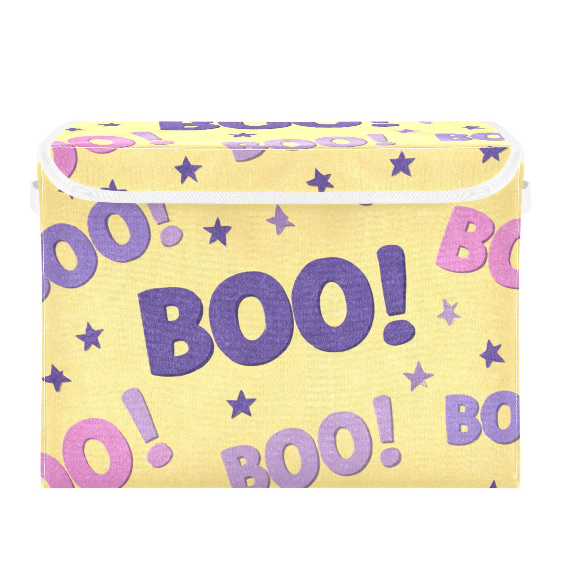 Pastel Color Boo Sign Stars Halloween Foldable Storage Bins with Lids ...