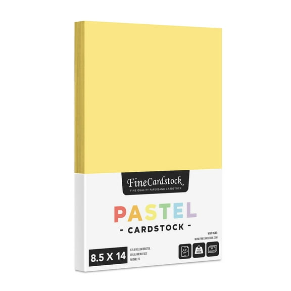 8.5" x 14" Pastel Color Cardstock Paper for Arts and Crafts, School Projects, Scrapbooking, Stationery Printing | Medium Weight 67lb Vellum Bristol (147gsm) Card Stock | 50 Sheets per Pack (Buff)