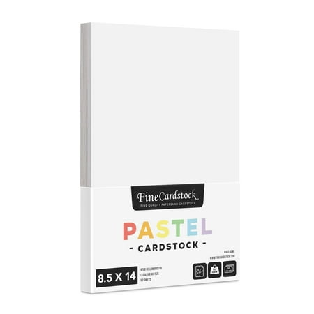 8.5" x 14" Pastel Color Cardstock Paper for Arts and Crafts, School Projects, Scrapbooking, Stationery Printing | Medium Weight 67lb Vellum Bristol (147gsm) Card Stock | 50 Sheets per Pack (White)