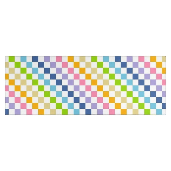 Pastel Color Checkered Pattern Kitchen Rug Mat,Kitchen Runner Rugs Non Skid Washable,Decorative Kitchen Floor Mats for Kitchen,Sink,Laundry,17"X47"