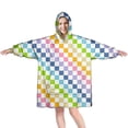 thumbnail image 1 of Pastel Color Checkered Pattern Wearable Oversized Blanket,Wearable Blanket Hoodie for Adults,Cozy Hooded Blankets with Super Pockets,Super Warm Fuzzy Pullover for Women & Men, 1 of 6