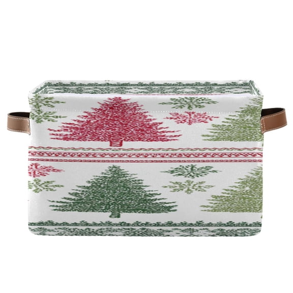 Pastel Color Christmas Trees Square Storage Bins with Handles Collapsible Containing Box 1 Pack