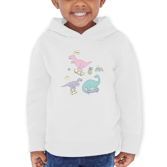 Pastel Color Dinos Roar Hoodie Toddler -Image by Shutterstock, 4 Toddler