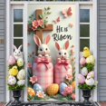 thumbnail image 1 of Pastel Color Easter Banner Floral Wreath Design Rabbit Backdrop Rabbit Pattern Spring Themed Easter Background for Easter Party Spring Celebration Indoor Decoration, 1 of 9
