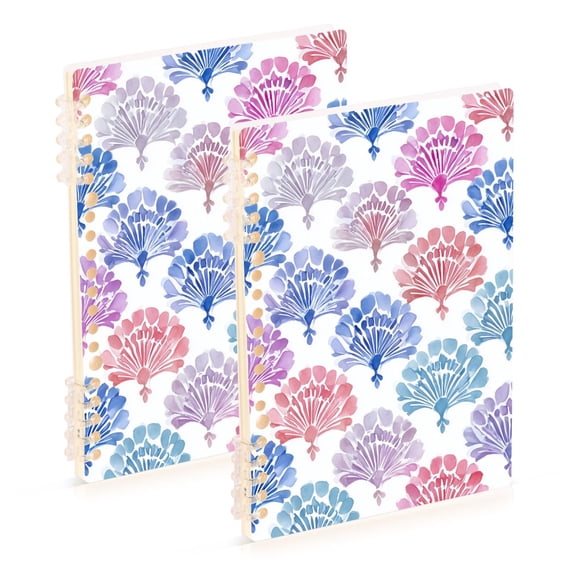 Pastel Color Fan Pattern Watercolor Notebook Detachable Coil Notebook Diary Plan Book A5 Size 60 Pages 1 Pack
