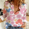 thumbnail image 1 of Pastel Color Flower Women's Casual Shirt, Women Blouses Shirt, Magic Kingdom Shirt,Vintage Shirt,Blouses Button Down Shirt, 1 of 2