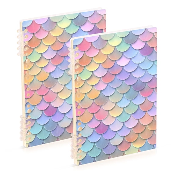Pastel Color Mermaid Scales Notebook Detachable Coil Notebook Diary Plan Book A5 Size 60 Pages 1 Pack