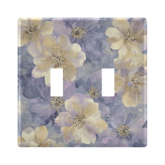 Pastel Color Painting with Flower Pattern Light Switch Cover Electrical Outlet Cover Replaceable Wall Plates 2-Gang