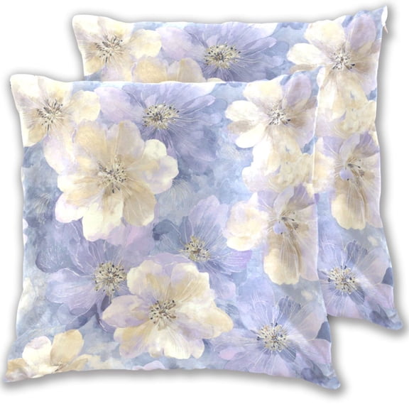 Pastel Color Painting with Flower Pattern Throw Pillow Covers Pillowcases 18 x 18 Inch Home Decor 2 Packs for Bedroom Sofa