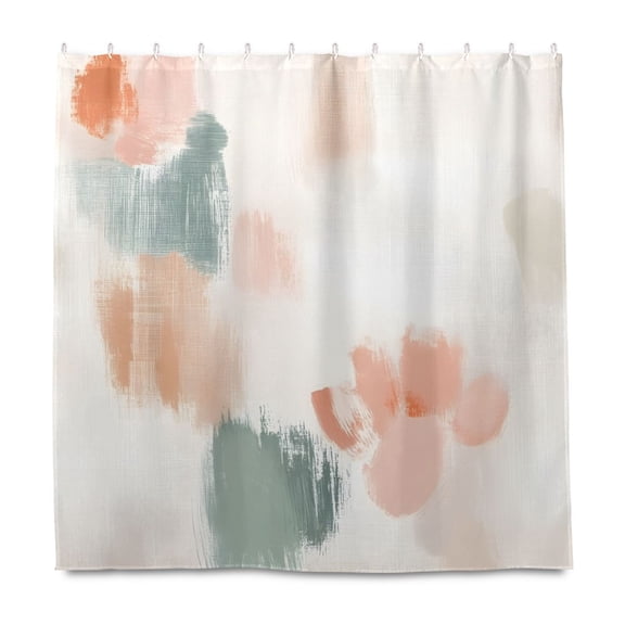 Pastel Color Pattern 72x72 Waterproof Shower Curtain Liners Durable Metal C-Hooks Fade-Proof Thermal Print Anti-Splash