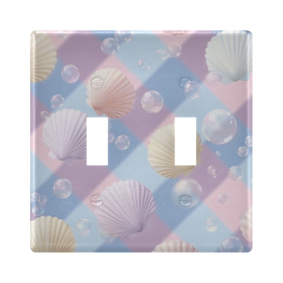 Pastel Color Plaids Bubbles Shells Light Switch Cover Electrical Outlet Cover Replaceable Wall Plates 2-Gang