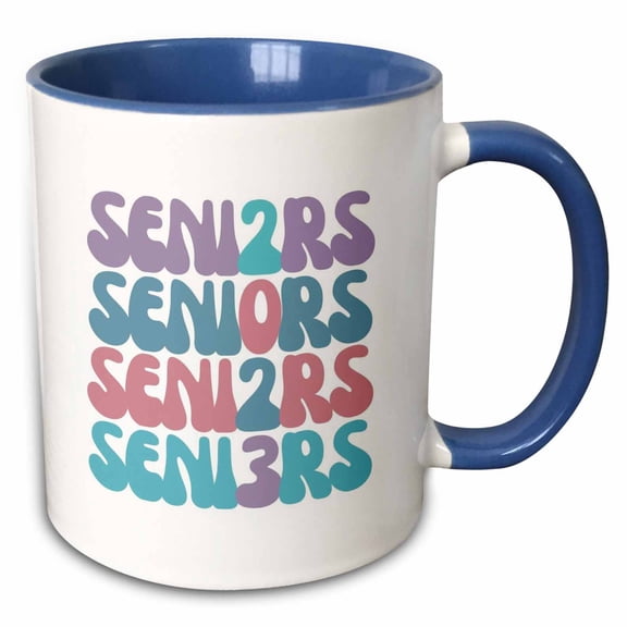 3drose, Pastel Color Smiley Seniors Remembrance, 11oz Two-tone Blue Mug