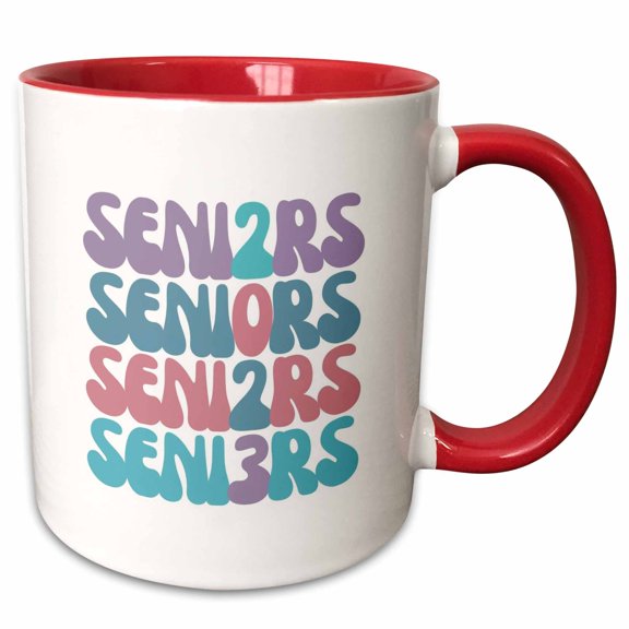 3drose, Pastel Color Smiley Seniors Remembrance, 15oz Two-tone Red Mug