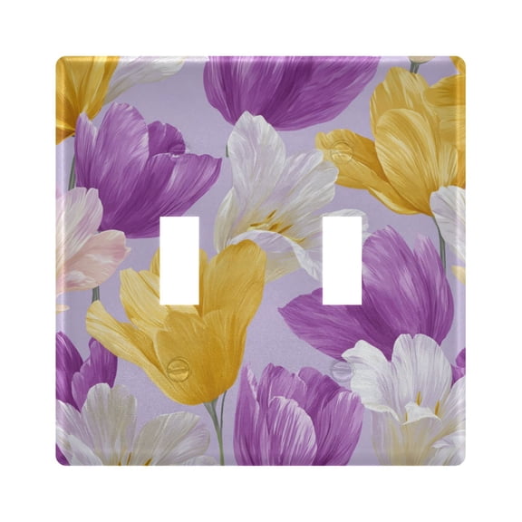 Pastel Color Tulips Full Bloom Light Switch Cover Electrical Outlet Cover Replaceable Wall Plates 2-Gang