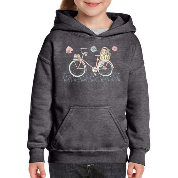 Pastel Color Vintage Bicycle   Hoodie Juniors -Image by Shutterstock,  x-Large