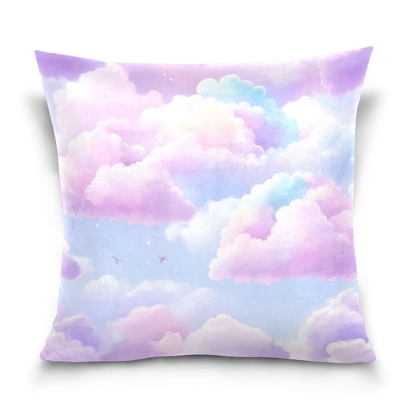 Pastel Colored Clouds 18x18 Inch Plush Velvet Pillowcase Double Sided Print, Hidden Zipper