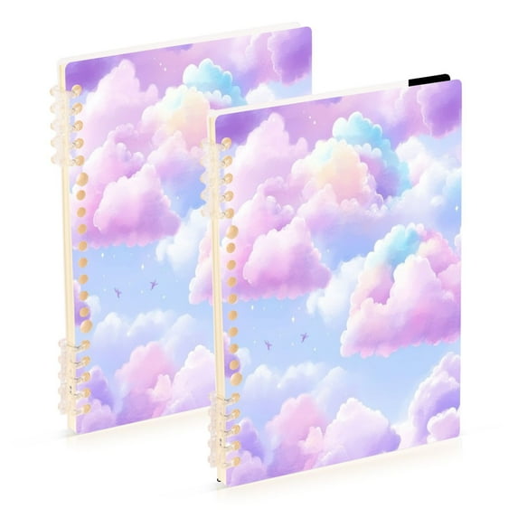 Pastel Colored Clouds 2-Piece A5 PP Notebooks, Adjustable Rings, 80g Paper, Diary Set