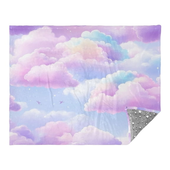 Pastel Colored Clouds Camping Blankets Bed Throws and Cozy Travel Blanket Fluorescence 70x55in Double Sided