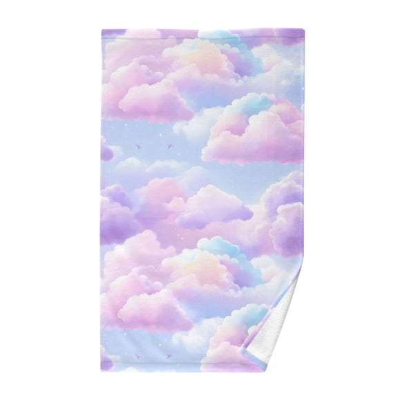 Pastel Colored Clouds Bath Towel 100% Cotton Soft Thick High Absorbency Hand Face Towel Single Pack 16x28in