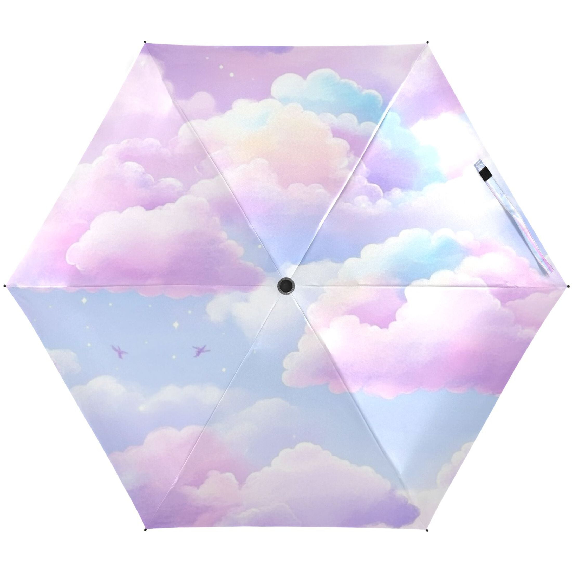 Pastel Colored Clouds Umbrellas for Sun Auto Open Close UV50+ Waterproof 5-Fold Compact Fiberglass Frame
