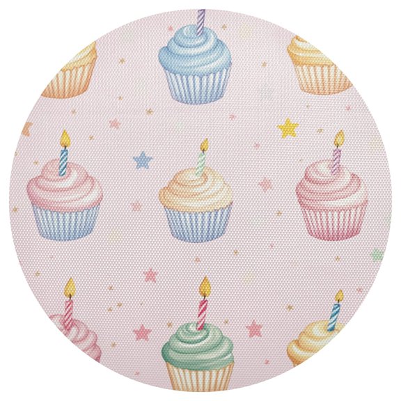 Pastel Colored Cupcakes Birthday PVC Round Grid Placemat Table Mat 1 Pc 15.4" x 15.4"
