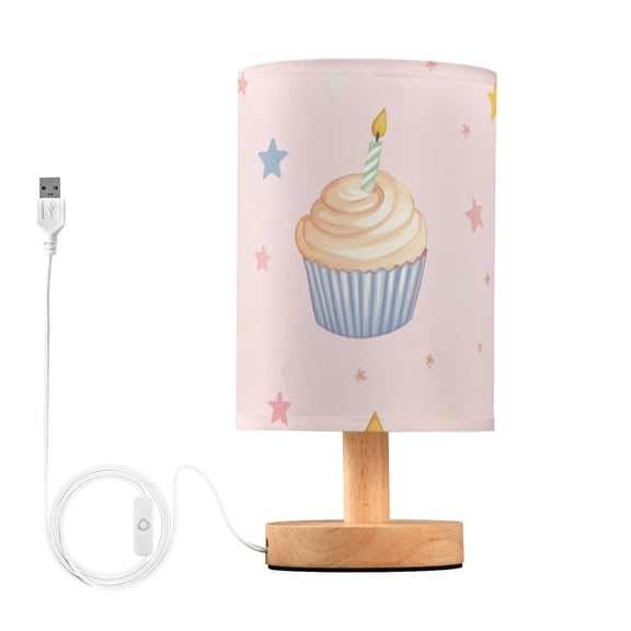 Pastel Colored Cupcakes Birthday Table Lamp with USB Port LED Warm Light Lamp Night Light Home Decor