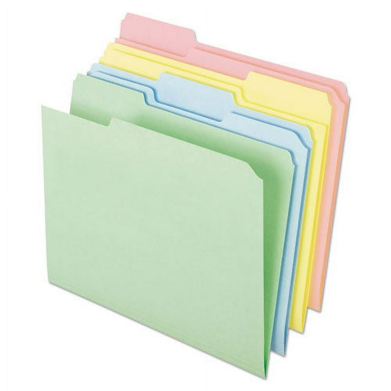 Pastel Colored File Folders, 1/3-Cut Tabs: Assorted, Letter Size, Assorted Colors, 100/Box Pastel Colored File Folders, 1/3-Cut Tabs: Assorted, Letter Size, Assorted Colors, 100/Box