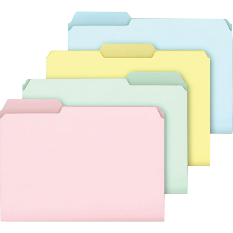 Pastel Colored File Folders, 1/3-Cut Tabs: Assorted, Letter Size, Assorted Colors, 100/Box Pastel Colored File Folders, 1/3-Cut Tabs: Assorted, Letter Size, Assorted Colors, 100/Box