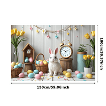 Pastel Colored Floral Bunny Themed Easter Banner Party Decorations Background Backdrop for Easter Celebrations Photography Props Easter Egg Hunts Family Gatherings