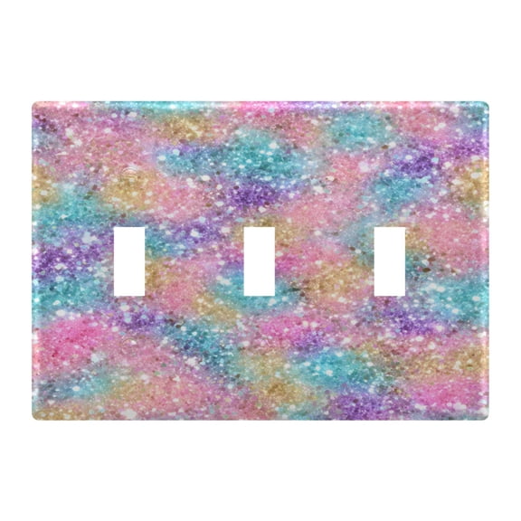Pastel Colored Glitter Light Switch Cover Electrical Outlet Cover Replaceable Wall Plates 3-Gang