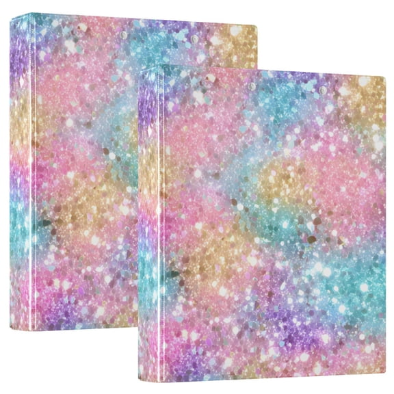 Pastel Colored Glitter Round Ring Binder 3 Rings 1.5" Capacity File Storage for A4 Size 1 Pack