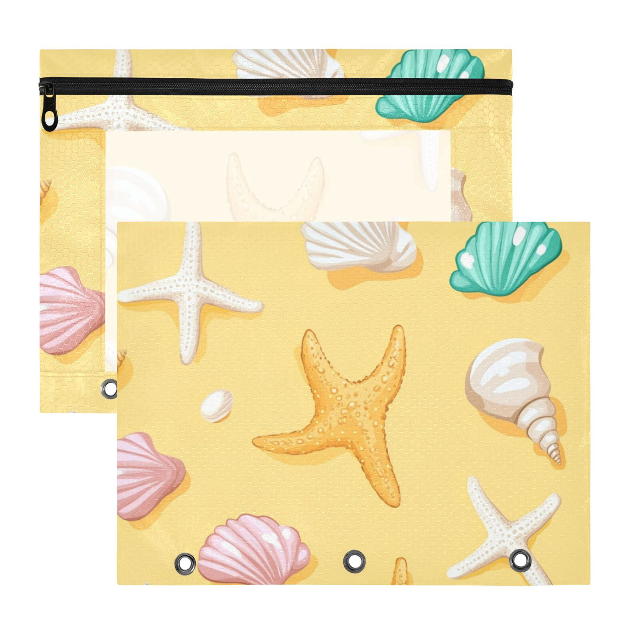 Pastel Colored Shells and Starfishes 3-Ring Binder Pouches A4 Size ...