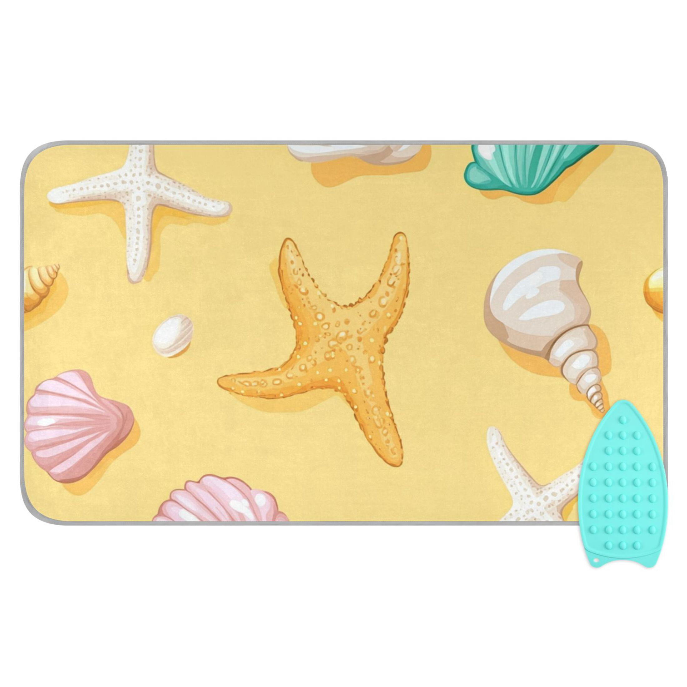 Pastel Colored Shells and Starfishes Ironing Mat Blanket Portable Travel Ironing Pad Heat Resistant Pad 47.2" x 27.6”