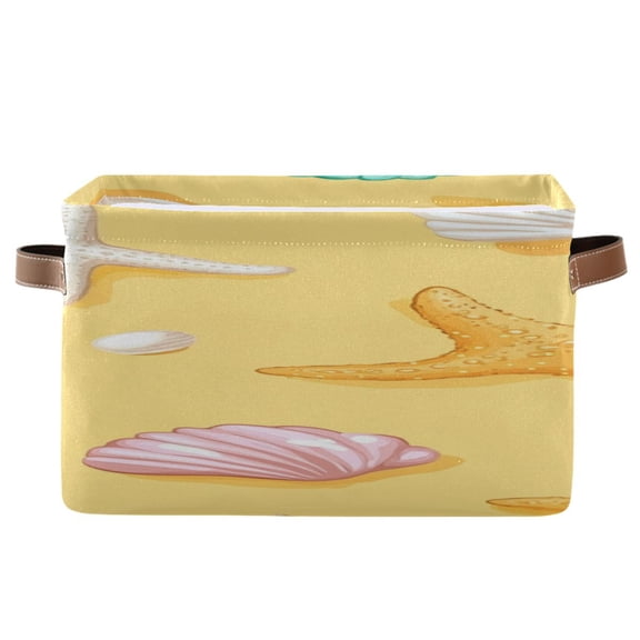 Pastel Colored Shells and Starfishes Square Storage Bins with Handles Collapsible Containing Box 1 Pack
