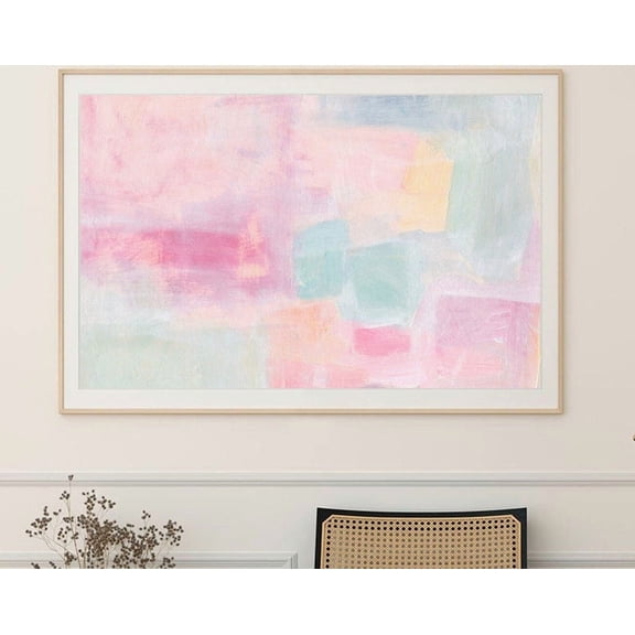 Pastel Colorful Abstract Painting Pink Orange Poster, 24x36 UNFRAMED