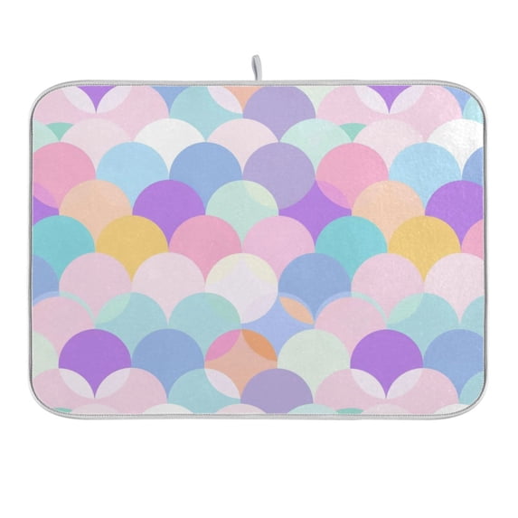 Pastel Colors Scales Dish Drying Mat 18x24 Absorbent Microfiber Draining Rack Pad for Kitchen Counter Sink