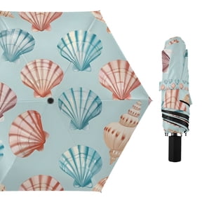 Pastel Colors Shells Compact Sun Umbrella Windproof Travel Umbrellas for Rain Strong Portable UV Protection
