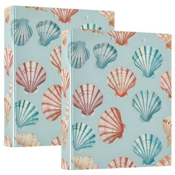 Pastel Colors Shells Hardcover 3 Ring Binder 1.5” Round Rings Binder Organizer Letter Size Paper Pockets School Office Supplies
