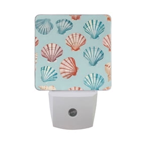 Pastel Colors Shells Night Light 2 Pack LED Nightlight Plug into Wall Dusk to Dawn Sensor Soft White