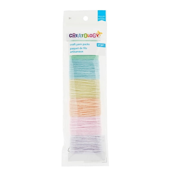 Pastel Colors Yarn Pack by Creatology - 6 Assorted Colors of Acrylic Craft Yarn for Kids’ DIY Projects & Decorations - 12 Pack