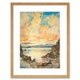 thumbnail image 1 of Pastel Colour Atmospheric Cloud Sunrise Over Mono Lake Modern Watercolour Painting Artwork Framed Wall Art Print 9X7 Inch, 1 of 5